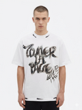 Brushstroke Art Crewneck T-Shirt – White